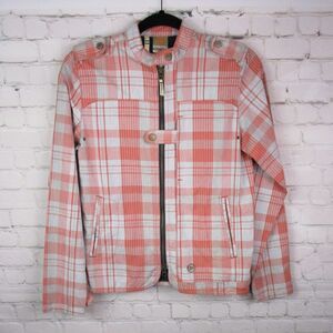 Merrell 100% Cotton Plaid Zip Front Outdoor Jacket